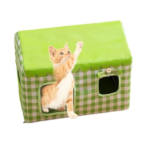 Sghtil Kühlhaus Für Katzen Im Außenbereich | Unterschlupf für Streunerkatzen | Geschlossenes Haus Für Haustierzubehör Innenbereich Außenbereich Garten Rasen Hof Terrasse Balkon Ganzjährig Kleine Hunde von Sghtil