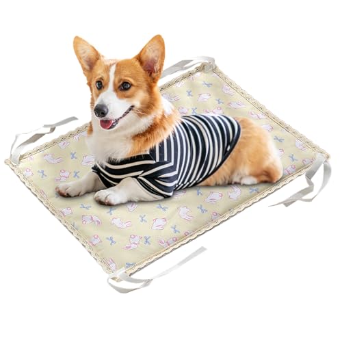 Sghtil Kühlmatte für Katzen | Kühlmatte für Hunde und Katzen | doppelseitige Matte mit Seil an vier Ecken für drinnen und draußen für Hunde und Katzen und für Käfig und von Sghtil