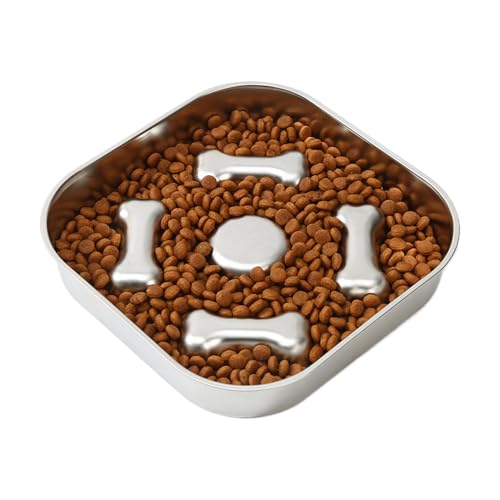 Sghtil Langsame Hundefutterschale, Hund Slow Feeder Bowl | Edelstahl -Haustier -Fütterungsschale | Anti-Rutsch-Biss-resistente langsame Feeder für kleine mittelgroße Hunde Katzen Essgewohnheiten von Sghtil