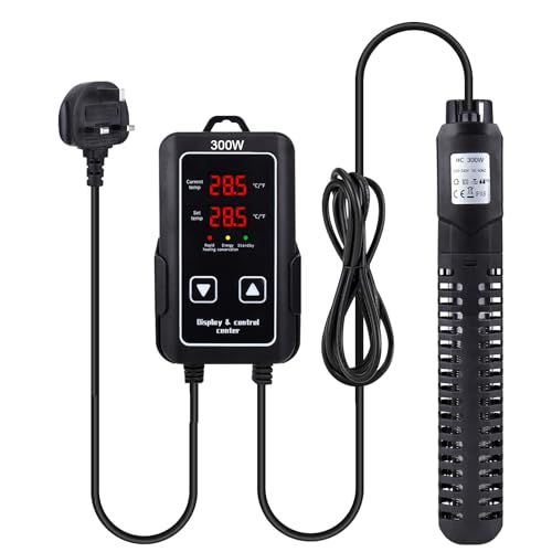 Sgizoku Aquariumheizung mit externem Temperaturregler, 300 W, LED-Digital-Dual-Display, tauchfähiger Aquarium-Heizstrahler mit Anti-Verbrennung, Überhitzungsschutz, für Aquarien bis zu 250 l Sgizoku Aquariumheizung mit externem Temperaturregler, 300 W, LED-Digital-Dual-Display, tauchfähiger Aquarium-Heizstrahler mit Anti-Verbrennung, Überhitzungsschutz, für Aquarien bis zu 250 l von Sgizoku