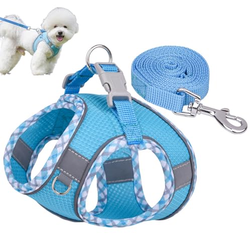 Hundekabelbaum und Leine, verstellbare, atmungsaktive Mesh -Katze -Weste und Leine, Welpenweste mit reflektierender Streifen für kleine Rassen Haustier Walking -Training von Sgqtqybk