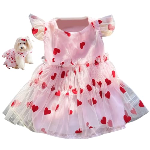 Hundekleid, süßes Herzdruck Tüll-Welpenkleid, atmungsaktivem Hundrock für Gewicht 2, 5-4 kg PetDog Hundekleid, süßes Herzdruck Tüll-Welpenkleid, atmungsaktivem Hundrock für Gewicht 2, 5-4 kg PetDog von Sgqtqybk