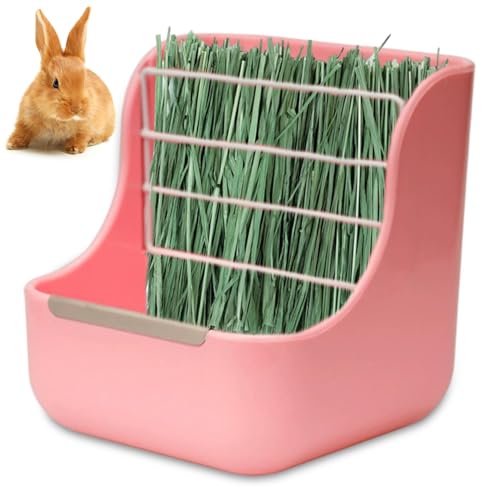 Meerschweinchen-Lebensmittelschüssel 2 in 1 Gras & Food-Kauen sicherer Hasenfuttermittel mit schwerer Metallrahmen Kreuzschraube Fixe Meerschweinchen-Heuhalter für Käfige mehr Hasenfutterautomaten von Sgqtqybk