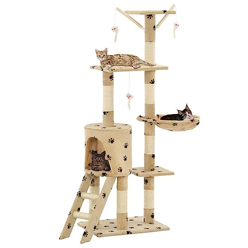 ShGaxin Katzenkratzbaum mit Sisal 138 cm Beige Pfoten-Aufdruck, Katzenkratzbaum, Katzenmöbel, Kratztonne Für Katzen, Aktivitätskratzbäume, Katzen Zubehör ShGaxin Katzenkratzbaum mit Sisal 138 cm Beige Pfoten-Aufdruck, Katzenkratzbaum, Katzenmöbel, Kratztonne Für Katzen, Aktivitätskratzbäume, Katzen Zubehör von ShGaxin