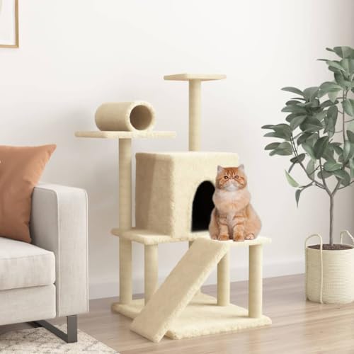 ShGaxin Kratzbaum mit Sisal-Kratzsäulen Creme 110,5 cm, Katzenkratzbaum, Katzenmöbel, Kratztonne Für Katzen, Aktivitätskratzbäume, Katzen Zubehör - 172061 ShGaxin Kratzbaum mit Sisal-Kratzsäulen Creme 110,5 cm, Katzenkratzbaum, Katzenmöbel, Kratztonne Für Katzen, Aktivitätskratzbäume, Katzen Zubehör - 172061 von ShGaxin