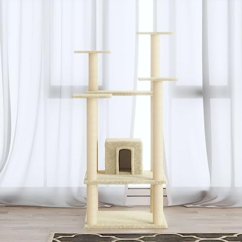 ShGaxin Kratzbaum mit Sisal-Kratzsäulen Creme 110 cm, Katzenkratzbaum, Katzenmöbel, Kratztonne Für Katzen, Aktivitätskratzbäume, Katzen Zubehör ShGaxin Kratzbaum mit Sisal-Kratzsäulen Creme 110 cm, Katzenkratzbaum, Katzenmöbel, Kratztonne Für Katzen, Aktivitätskratzbäume, Katzen Zubehör von ShGaxin