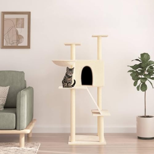 ShGaxin Kratzbaum mit Sisal-Kratzsäulen Creme 143 cm, Katzenkratzbaum, Katzenmöbel, Kratztonne Für Katzen, Aktivitätskratzbäume, Katzen Zubehör ShGaxin Kratzbaum mit Sisal-Kratzsäulen Creme 143 cm, Katzenkratzbaum, Katzenmöbel, Kratztonne Für Katzen, Aktivitätskratzbäume, Katzen Zubehör von ShGaxin
