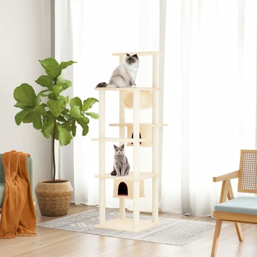 ShGaxin Kratzbaum mit Sisal-Kratzsäulen Creme 169 cm, Katzenkratzbaum, Katzenmöbel, Kratztonne Für Katzen, Aktivitätskratzbäume, Katzen Zubehör ShGaxin Kratzbaum mit Sisal-Kratzsäulen Creme 169 cm, Katzenkratzbaum, Katzenmöbel, Kratztonne Für Katzen, Aktivitätskratzbäume, Katzen Zubehör von ShGaxin