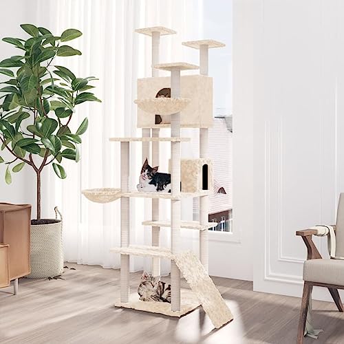 ShGaxin Kratzbaum mit Sisal-Kratzsäulen Creme 191 cm, Katzenkratzbaum, Katzenmöbel, Kratztonne Für Katzen, Aktivitätskratzbäume, Katzen Zubehör ShGaxin Kratzbaum mit Sisal-Kratzsäulen Creme 191 cm, Katzenkratzbaum, Katzenmöbel, Kratztonne Für Katzen, Aktivitätskratzbäume, Katzen Zubehör von ShGaxin