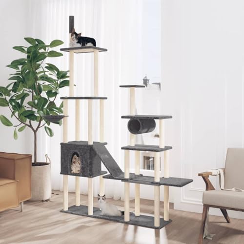 ShGaxin Kratzbaum mit Sisal-Kratzsäulen Dunkelgrau 279 cm, Katzenkratzbaum, Katzenmöbel, Kratztonne Für Katzen, Aktivitätskratzbäume, Katzen Zubehör ShGaxin Kratzbaum mit Sisal-Kratzsäulen Dunkelgrau 279 cm, Katzenkratzbaum, Katzenmöbel, Kratztonne Für Katzen, Aktivitätskratzbäume, Katzen Zubehör von ShGaxin