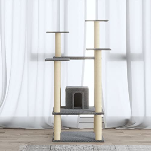 ShGaxin Kratzbaum mit Sisal-Kratzsäulen Hellgrau 110 cm, Katzenkratzbaum, Katzenmöbel, Kratztonne Für Katzen, Aktivitätskratzbäume, Katzen Zubehör ShGaxin Kratzbaum mit Sisal-Kratzsäulen Hellgrau 110 cm, Katzenkratzbaum, Katzenmöbel, Kratztonne Für Katzen, Aktivitätskratzbäume, Katzen Zubehör von ShGaxin