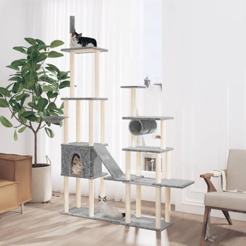 ShGaxin Kratzbaum mit Sisal-Kratzsäulen Hellgrau 279 cm, Katzenkratzbaum, Katzenmöbel, Kratztonne Für Katzen, Aktivitätskratzbäume, Katzen Zubehör ShGaxin Kratzbaum mit Sisal-Kratzsäulen Hellgrau 279 cm, Katzenkratzbaum, Katzenmöbel, Kratztonne Für Katzen, Aktivitätskratzbäume, Katzen Zubehör von ShGaxin