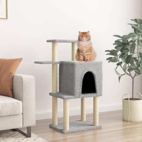 ShGaxin Kratzbaum mit Sisal-Kratzsäulen Hellgrau 97 cm, Katzenkratzbaum, Katzenmöbel, Kratztonne Für Katzen, Aktivitätskratzbäume, Katzen Zubehör - 172065 ShGaxin Kratzbaum mit Sisal-Kratzsäulen Hellgrau 97 cm, Katzenkratzbaum, Katzenmöbel, Kratztonne Für Katzen, Aktivitätskratzbäume, Katzen Zubehör - 172065 von ShGaxin