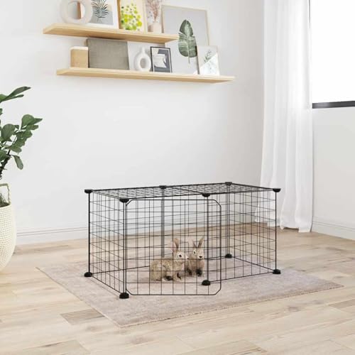 ShGaxin Haustierkäfig mit 8 Paneelen, Käfig für Meerschweinchen, Kaninchenstall, Kaninchenstall, Kaninchenstall usw., schwarzer Stahl, 35 x 35 cm von ShGaxin