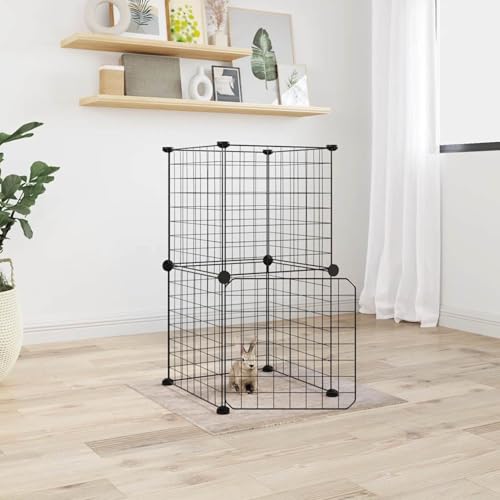 ShGaxin Haustierkäfig mit 8 Paneelen mit Tür, Kaninchenkäfig, Kaninchenkäfig, Kaninchengehege, Kaninchenstall, Kaninchenstall, Kaninchenstall, Kaninchenstall, Laufstall, Schwarz, 35 x 35 cm von ShGaxin
