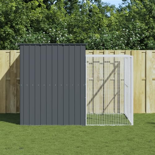 ShGaxin Hundehütte mit Hof, Anthrazit, 214 x 253 x 181 cm, Käfig für Hunde, Katzenkäfig, Hundehütte von ShGaxin