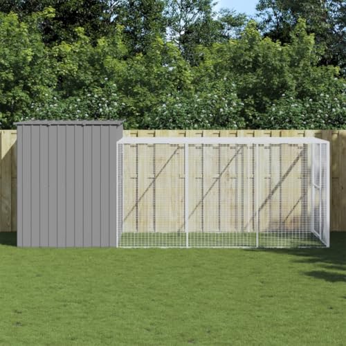 ShGaxin Hundehütte mit Hof, hellgrau, 214 x 457 x 181 cm, Hundekäfig, Katzenkäfig, Hundehütte ShGaxin Hundehütte mit Hof, hellgrau, 214 x 457 x 181 cm, Hundekäfig, Katzenkäfig, Hundehütte von ShGaxin
