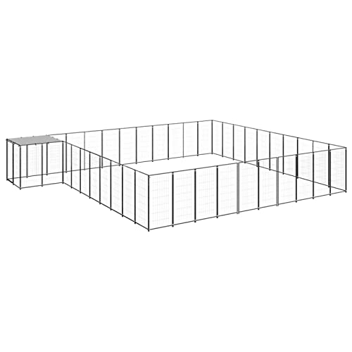 ShGaxin Schwarzer Hundekäfig 31,46 m² aus Stahl, Hundekäfig, Hundekäfig, Outdoorkäfig für Hunde, Käfig für Haustiere, 3082241 von ShGaxin