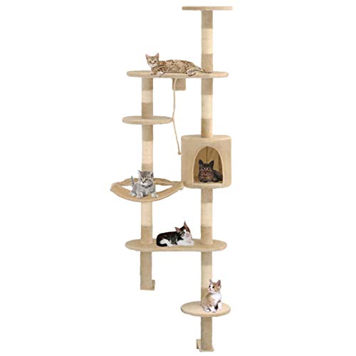 ShGaxin Wandkratzbaum mit Sisal-Kratzsäulen, Katzenkratzbaum, Kratzbaum, Kratzsäule, Katzen Kratzmöbel, Katzenkratzsäule, 194 cm Beige ShGaxin Wandkratzbaum mit Sisal-Kratzsäulen, Katzenkratzbaum, Kratzbaum, Kratzsäule, Katzen Kratzmöbel, Katzenkratzsäule, 194 cm Beige von ShGaxin