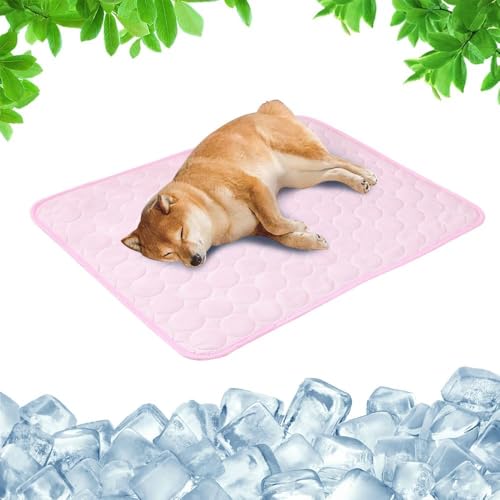 Shabeli Sommer-Hunde- und Katzen-Kühlpads selbstkühlende Pads, Wiederverwendbare Haustier-EIS-Seiden-Kühlpads, maschinenwaschbare Pads für drinnen/außen (gepudert (mit Make-up), XXL) von Shabeli