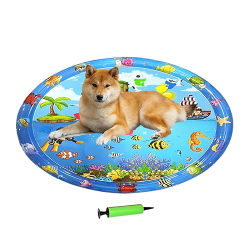 Shaersu Kühlmatte Für Hunde,Kratzfeste Katzenkühlmatte Wassermatte 100x100 cm - Aufblasbare Haustier Eisunterlage Mit Pumpe Interaktives Sinnes Spielzeug Für Zuhause Wohnung Balkon Garten Terrasse Shaersu Kühlmatte Für Hunde,Kratzfeste Katzenkühlmatte Wassermatte 100x100 cm - Aufblasbare Haustier Eisunterlage Mit Pumpe Interaktives Sinnes Spielzeug Für Zuhause Wohnung Balkon Garten Terrasse von Shaersu