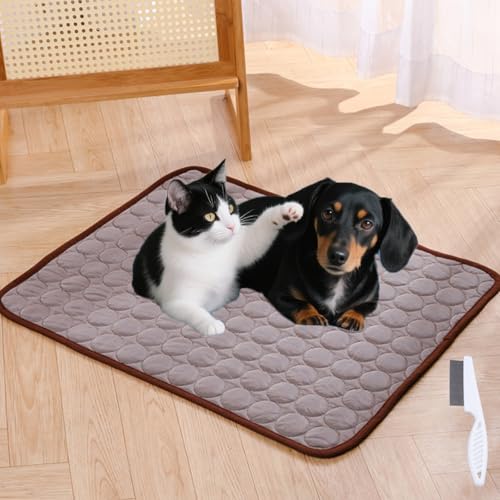 Pfotenfrost Matte, Selbstkühlende Kühldecke für Katzen Und Hunde, Waschbare Pfoten Frost Kühlmatte Für Haustiere Für Haustiere, Ideal Für Zuhause, Auto Und Garten (Braun, XXL(50 kg oder weniger)) von Shafaja