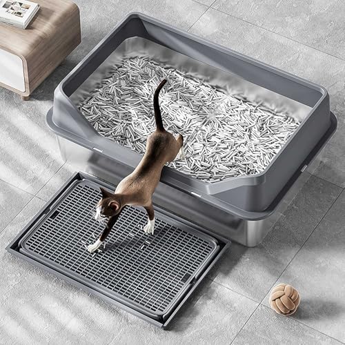 Shakub Katzenklo Edelstahl, 50 L x 35 W x 20 H cm Katzenklo mit Doppelstreu Katzenstreu Matte und Schaufel, Katzentoilette Hoher Rand, Groß Katzentoilette, Cat Litter Box für Katzen bis 4 kg Shakub Katzenklo Edelstahl, 50 L x 35 W x 20 H cm Katzenklo mit Doppelstreu Katzenstreu Matte und Schaufel, Katzentoilette Hoher Rand, Groß Katzentoilette, Cat Litter Box für Katzen bis 4 kg von Shakub