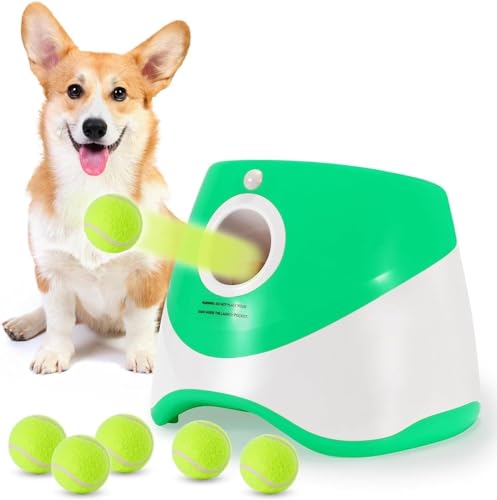 Ballwerfer for Haustiere, Ballwurfmaschine, Ballwurfmaschine for Hunde, automatischer Ballwerfer for Hunde, automatischer Futterautomat for Haustiere, aufladbarer Tennisballwerfer ( Color : Grass gree von Shamdrea
