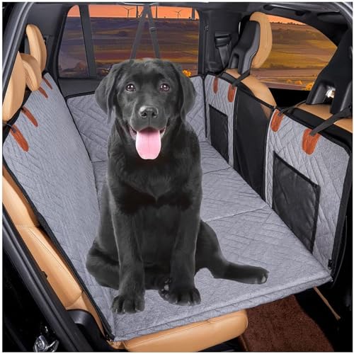 Hunde-Auto-Hängematten-Verlängerung, Haustier-Automatte for Rücksitz, härter, Faltbarer Hunde-Autositzbezug, mit Aufbewahrungstasche, mit Beobachtungsfenster, schmutzabweisend (Color : Gray) von Shamdrea