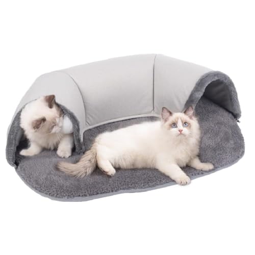 Katzen-Donut-Tunnel, flauschiges Katzentunnelbett, 2-in-1-Katzenbett, Komfortbett for Katzen mit hängendem Spielzeug for endlosen Spaß for Katzen im Innenbereich, abnehmbar und waschbar(Color:Plush gr von Shamdrea