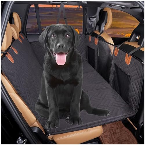 Kratzfester Hunde-Autositzbezug, Haustier-Automatten-Verlängerung, Hunde-Auto-Hängematte for den Rücksitz, Kratzfest, mit Beobachtungsfenster, hohe Tragfähigkeit, mit Netzfenster (Color : Black) von Shamdrea