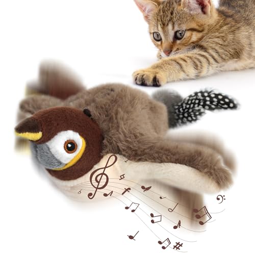 Shangmeishidai Interaktives Spielzeug für Katzen, Interactive Chirping Bird Cat Toy, Flapping Bird Toy Cat, Vogel für Katzen, die sich bewegen, Katzenspiel Vogel fliegen von Shangmeishidai