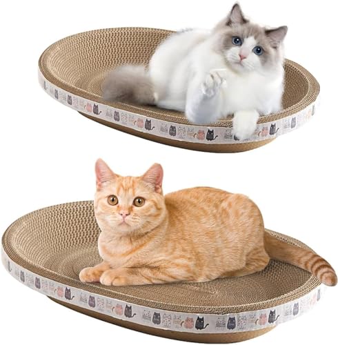 Katzen Kratzbrett Bett, Kratzbrett Pappe, Katzenkratzbrett, 2 In 1 Ovaler Katzenkratzer Aus Pappe, Ovale, Haltbare, Hochdichte Katzenkratzer-Papppfosten, Katzenkratz-Loungebett Zum Schutz Von Möbeln von Shannan