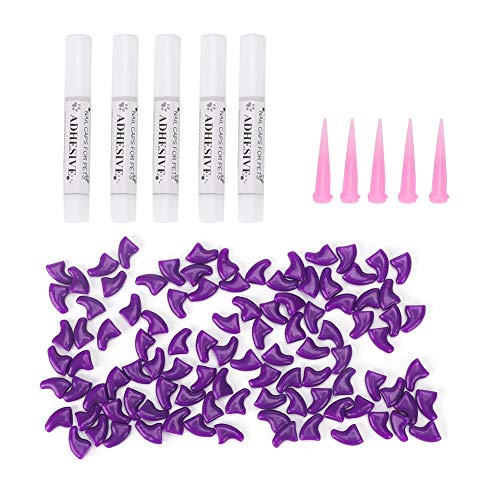 100 Stücke Katze Nagel Abdeckung Weichem PVC Pet Paw Klaue Cap Wrap Pflege Zubehör Dekoration Set(Deep Purple M) von Shanrya