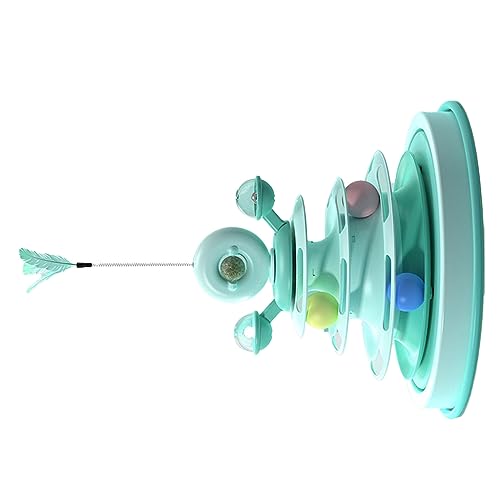 4-lagiges Katzen-Ballturm-Spielzeug, Katzen-Ballturm-Spielzeug, Stabile Schiene, Erhöht den Interaktionsspaß, Fördert die Gesundheit mit Federn für die Haustierentwicklung (Grün) von Shanrya