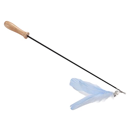 Feather Bell Lustiger Katzenstock, flexibles natürliches Katzenstockspielzeug mit Holzstange für Indoor-Katzen(Blau) von Shanrya
