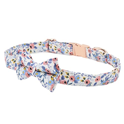 Fliege Hundehalsband, Fliege Haustierhalsband verstellbar elastisch Schnellverschluss waschbar für Hunde für Katzen(Bowknot (gebrochene Blume blau), S) von Shanrya