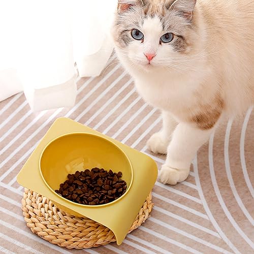 Futternapf für Haustiere, Sicherer, Geruchsfreier, Erfrischender, Farblich Gekippter Katzennapf für den Laden (Gelb) von Shanrya