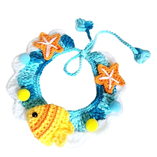Gestricktes Katzenlätzchen, Gestrickter Haustierkragen, um die Haut Sauber und Warm zu halten. Niedliches Katzenfell für die Reise (Wasserwelt M, 25 cm) von Shanrya
