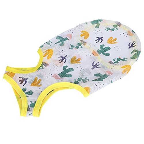 Haustierkleidung, Kleidung für Haustier Haustier Sommerkleidung Welpenkleidung Baumwolle kleines Schwein gedruckt für Hund(Kaktus (gelber Rand), S) von Shanrya