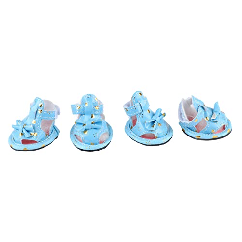 Hundesandalen, Stilvolle wasserdichte Sommer-Hundeschuhe aus PU-Leder mit Schleifendekoration, Verstellbar mit Klettverschluss für Zuhause (3#) von Shanrya
