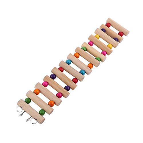 Ichiias Pet Ladder Bridge Schritte Klettern Schaukel Holzkäfig Spielen Spielzeug für Vogel Maus Ratte Hamster(L) von Shanrya