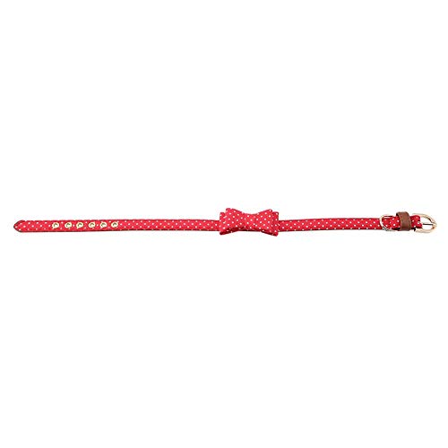 Katzenhalsband Polka Verstellbare Fliege aus PU-Leder für Hunde(1.3*32cm-rot) von Shanrya