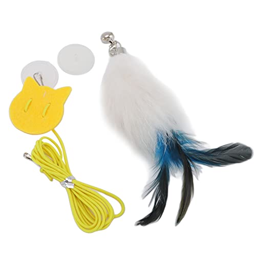 Katzenspielzeug Zum Aufhängen an der Tür, Plüschuhr Katzenspielzeug Zum Aufhängen Elastische Schnur für Katze (Tease Cat Rope und Rabbit Hair Green Tail Feather) von Shanrya