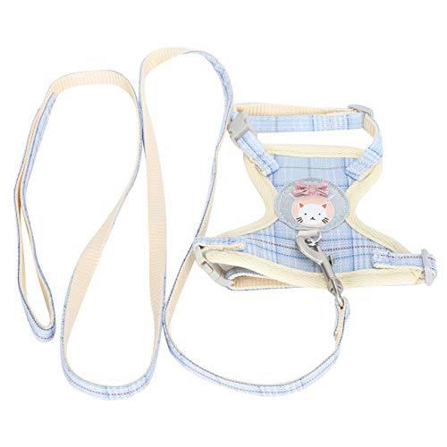 Katzenwestengeschirr, verstellbare Katzenweste Katzengeschirr mit Leine für Haustiergeschirr für Katzenweste(Blaues Plaid, 1,5cm (geeignet für 7-16 kg)) von Shanrya
