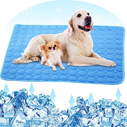 Kühlmatte für Hunde, Haustierunterlage aus Eisseide, Bequem und Hautfreundlich, Sicher für zu Hause (Tiefes Blau62) von Shanrya