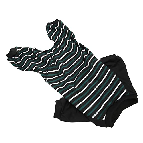 Onesie Dog Pyjamas, Classic Prevent Shedding, Green and White Stripes, Soft Dog Pyjamas für Hunde (M) von Shanrya