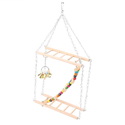 Pet Hängende Leiter Brücke Treppen Klettern Schaukel Doppelschicht Holz Hamster Papageien Käfig Spielzeug von Shanrya