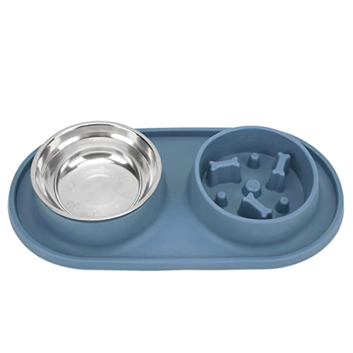 Pet Slow Food Bowl, Pet Food and Water Bowls Zusammenklappbares Anti-Rutsch-Silikon für Katzen für Hunde(Blau) von Shanrya