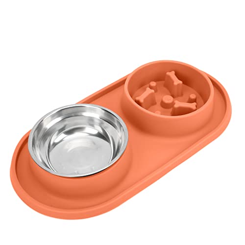 Pet Slow Food Napf, abnehmbares Silikon-Tierfutter und Wassernapf für Katzen für Hunde(Orange) von Shanrya